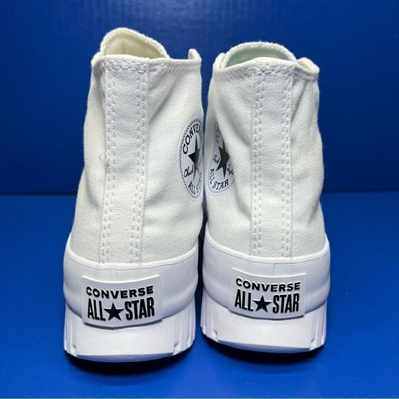 Converse Chuck Taylor All Star Lugged Hi-Top 2.0 Shoes in All White Canvas - Picture 4 of 11